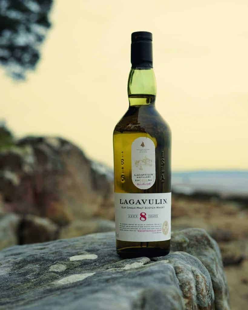 A **barrel** of lacavall scotch sitting on a rock.