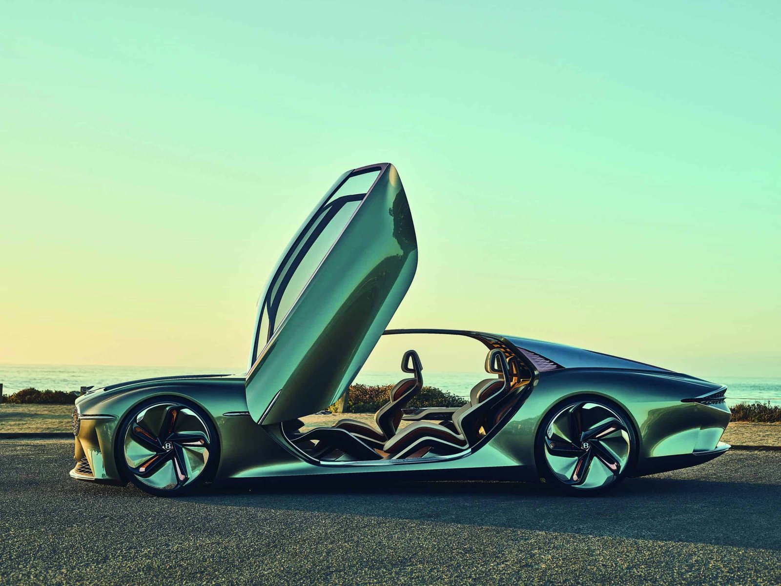 Mercedes-benz concept car with open doors, showcasing an innovative invention.